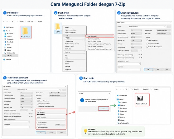Cara mengunci folder dengan 7-Zip