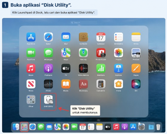 Buka aplikasi "Disk Utility".