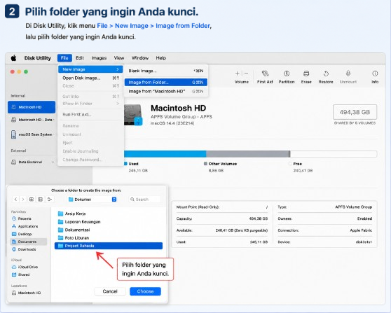 Pilih folder yang ingin Anda kunci.