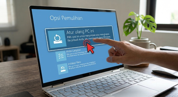 Pada bagian Recovery options, klik Reset PC.
