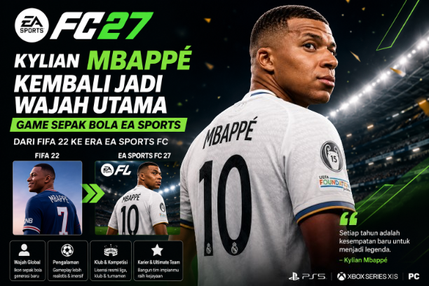 EA FC 27: Kylian Mbappé Kembali Jadi Wajah Utama Game Sepak Bola EA Sports, dari FIFA 22 ke Era EA Sports FC