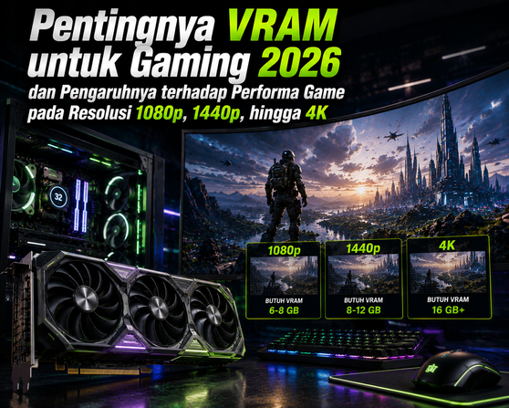 Pentingnya VRAM untuk Gaming 2026 dan Pengaruhnya terhadap Performa Game pada Resolusi 1080p, 1440p, hingga 4K