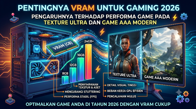 Pentingnya VRAM untuk Gaming 2026 dan Pengaruhnya terhadap Performa Game pada Texture Ultra dan Game AAA Modern