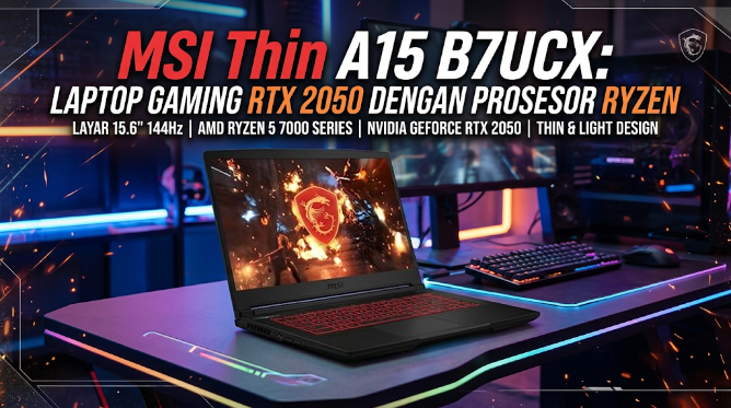 MSI Thin A15 B7UCX: Laptop Gaming RTX 2050 dengan Prosesor Ryzen