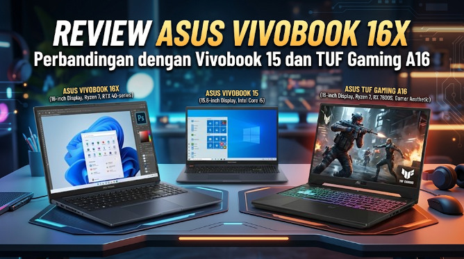 Review Asus Vivobook 16X: Perbandingan dengan Vivobook 15 dan TUF Gaming A16