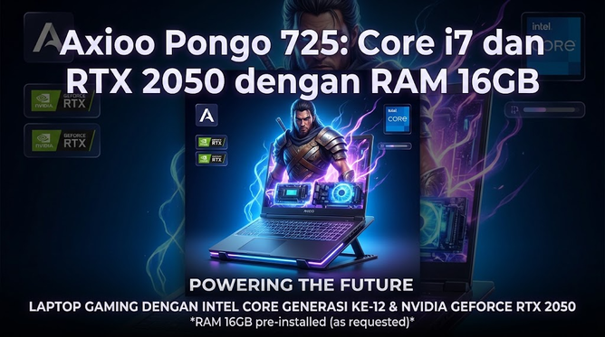 Axioo Pongo 725: Core i7 dan RTX 2050 dengan RAM 16GB